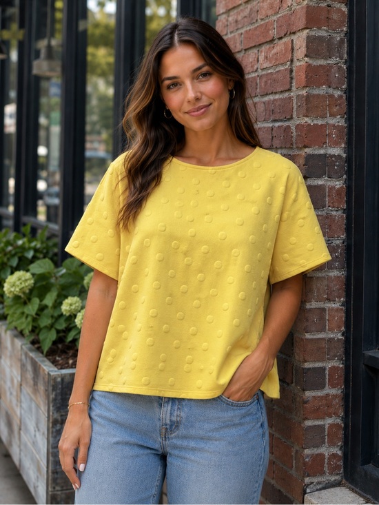 W5 Tops - EUC W5 woven yellow dot top Size M